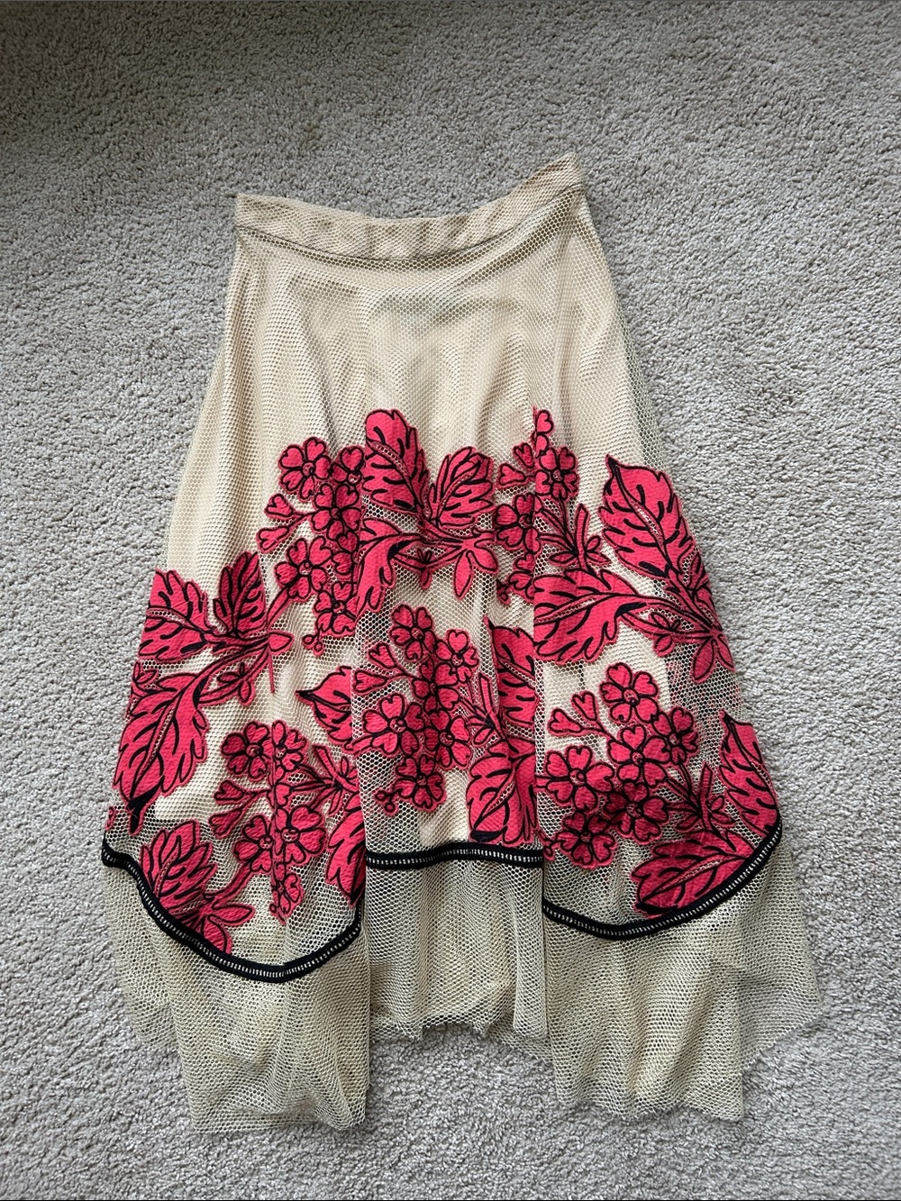 Rare Eva Franco Dorset Skirt - Floral Netted Skirt Red